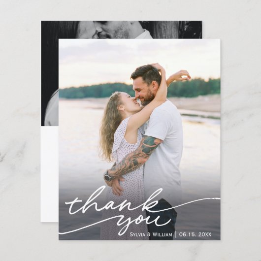 Budget書道スクリプト結婚の写真ありがとう (正面/裏面)