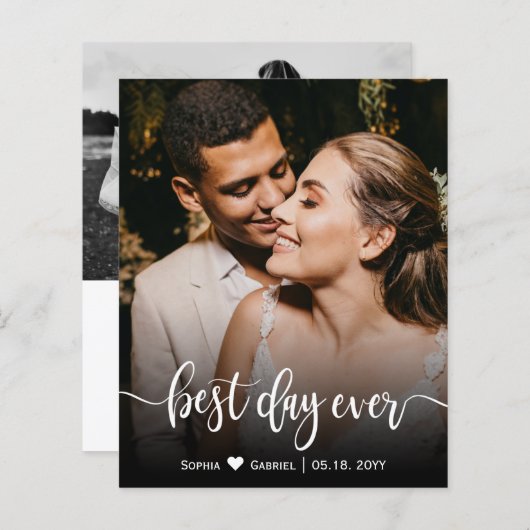 Budget書道スクリプト結婚の写真ありがとう (正面/裏面)