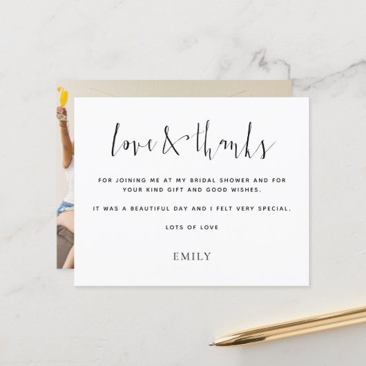 Budget書道写真ブライダルシャワー感謝してい (正面/裏面インサイチュ)