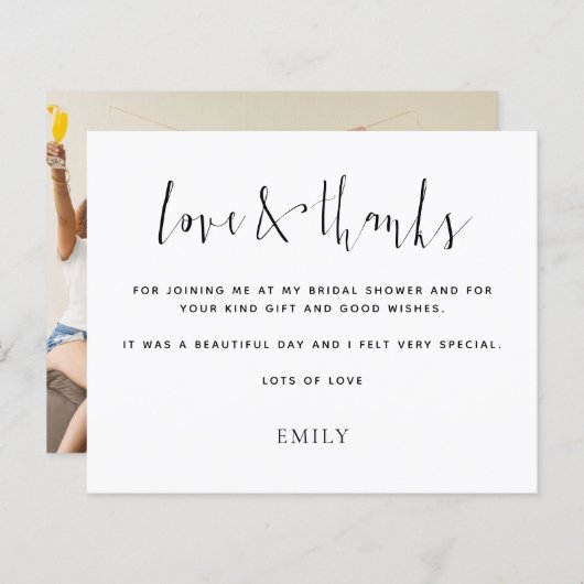 Budget書道写真ブライダルシャワー感謝してい (正面/裏面)