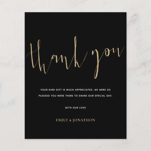 Budget書道写真金ゴールドブラック結婚ズ感謝してい (正面)