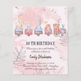 BUDGET水の色の漫画の動物誕生日招待状