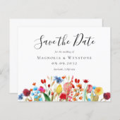 BUDGET水の色ワイルドフラワーウェディング日付を保存 (正面/裏面)