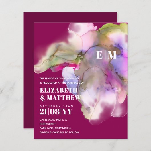 BUDGET水の色結婚の抽象芸術紫グレー (正面/裏面)