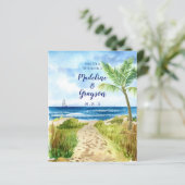 BUDGET水モダン色ビーチQRコード招待状 (スタンド正面)