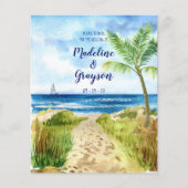 BUDGET水モダン色ビーチQRコード招待状 (正面)