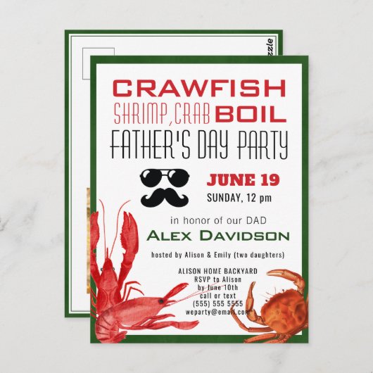 BUDGET父の日の写真シーフード沸騰invitate ポストカード (正面/裏面)