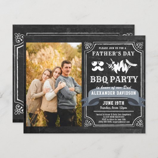 BUDGET父の日の写真BBQパーティの招待状 (正面/裏面)