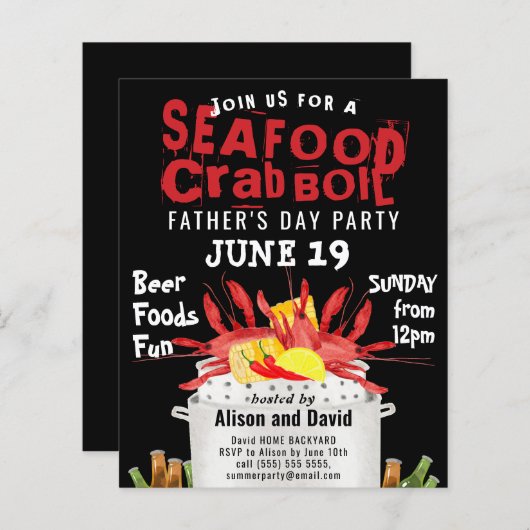 BUDGET父の日シーフードパーティー写真招待状 (正面/裏面)