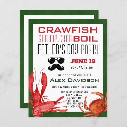 BUDGET父の日フォトシーフードパーティの招待状 (正面/裏面)
