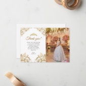 BUDGET白エレガント金ゴールド写真キンセアニラ ノートカード (正面/裏面インサイチュ)