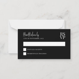 BUDGET白黒ウェディングRSVP ノートカード