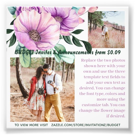 BUDGET紫素朴の花フォト文字テンプレート フォトプリント            (正面)