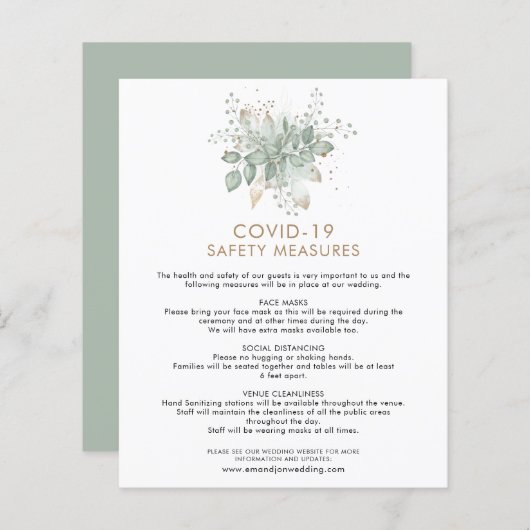 Budget結婚のCovid 19 Safety Folids Enclosure (正面/裏面)