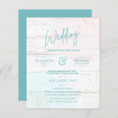 BUDGET結婚式の招待ティール（緑がかった色）ピンクの金ゴールド抽象芸術 (正面/裏面)