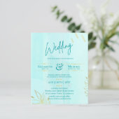 BUDGET結婚式の招待ティール（緑がかった色）金ゴールド抽象芸術 (スタンド正面)