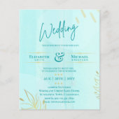 BUDGET結婚式の招待ティール（緑がかった色）金ゴールド抽象芸術 (正面)