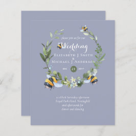 BUDGET緑のユーカリのミツバチの結婚式の招待