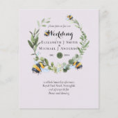 BUDGET緑のユーカリのミツバチの結婚式の招待 (正面)