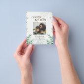 BUDGET緑の写真結婚式の日付を保存QRcode チラシ (手)