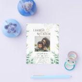 BUDGET緑の写真結婚式の日付を保存QRcode チラシ (シングル)