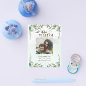 BUDGET緑の写真結婚式の日付を保存QRcode チラシ (シングル)