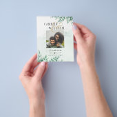 BUDGET緑の写真結婚式の日付を保存QRcode チラシ (手)