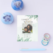 BUDGET緑の写真結婚式の日付を保存QRcode チラシ (シングル)