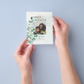 BUDGET緑の写真結婚式の日付を保存QRcode チラシ (手)