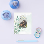 BUDGET緑の写真結婚式の日付を保存QRcode チラシ (シングル)