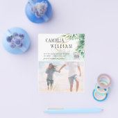 BUDGET緑の写真結婚式の日付を保存QRcode チラシ (シングル)