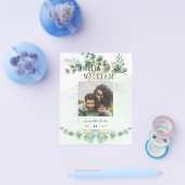 BUDGET緑の写真結婚式の日付を保存QRcode チラシ (シングル)