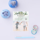 BUDGET緑の写真結婚式の日付を保存QRcode チラシ (シングル)