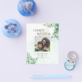 BUDGET緑の写真結婚式の日付を保存QRcode チラシ (シングル)