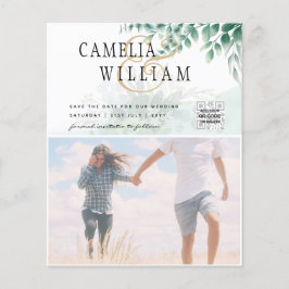 BUDGET緑の写真結婚式の日付を保存QRcode チラシ