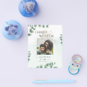 BUDGET緑の写真結婚式の日付を保存QRcode チラシ (シングル)