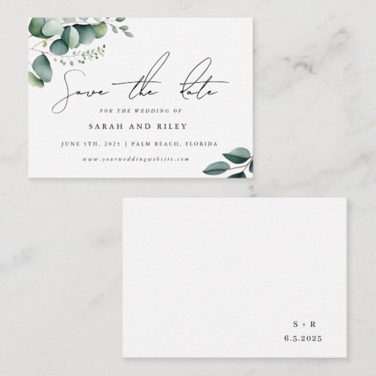 BUDGET緑の結婚式を保存する日付招待状 ノートカード (正面/裏面)