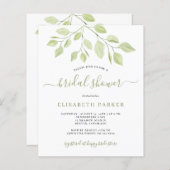 BUDGET緑の葉のブライダルシャワーへの招待 (正面/裏面)