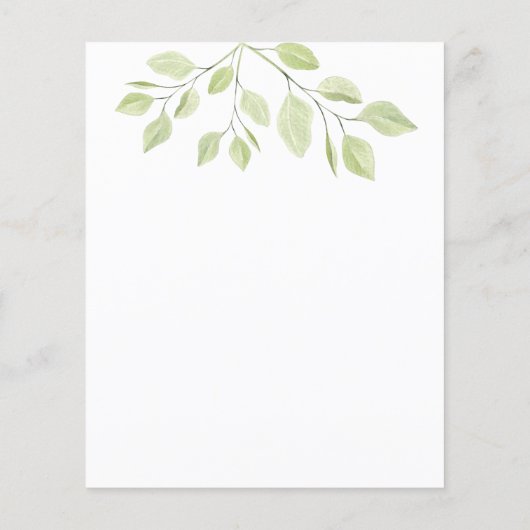 BUDGET緑の葉のブライダルシャワーへの招待 (裏面)