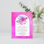 BUDGET花QRコードマゼンタ結婚式招待状 (スタンド正面)