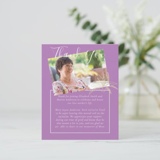 BUDGET葬儀ありがとう写真Mauve Lilly (スタンド正面)