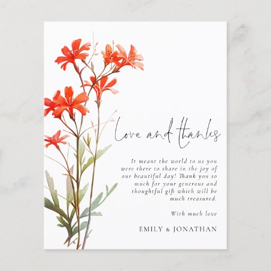 BUDGET赤いワイルドフラワー3枚結婚写真感謝していQR (正面)