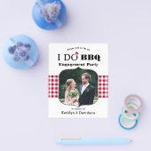 BUDGET赤い格子模様の写真I DO婚約招待状 チラシ (シングル)