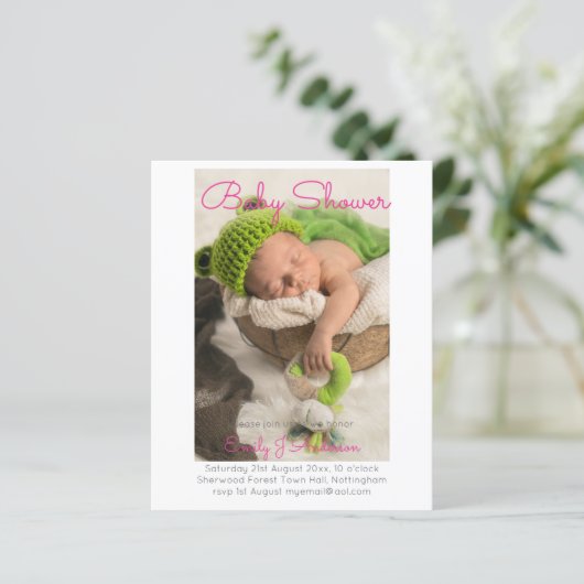 BUDGET赤ちゃん女の子の写真アナウンスキュートカード (スタンド正面)