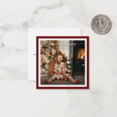 BUDGET赤はっきりした四角縁ど1写真クリスマス ノートカード (正面/裏面インサイチュ)