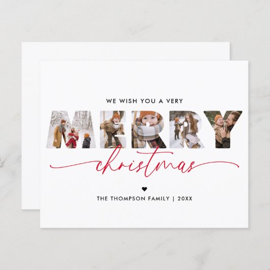 BUDGET赤エレガントメリークリスマスフォトコラージュ (正面/裏面)
