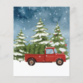 BUDGET赤トラック写真クリスマスツリーカード
