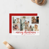 BUDGET赤メリークリスマスハートスクリプト5写真 ノートカード (正面/裏面インサイチュ)