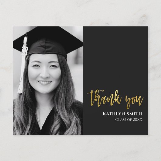 BUDGET金ゴールドスモダンクリプト写真Grad Thank You チラシ (正面)