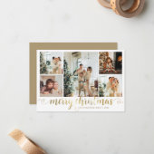 BUDGET金ゴールドメリークリスマスハートスクリプト5写真 ノートカード (正面/裏面インサイチュ)